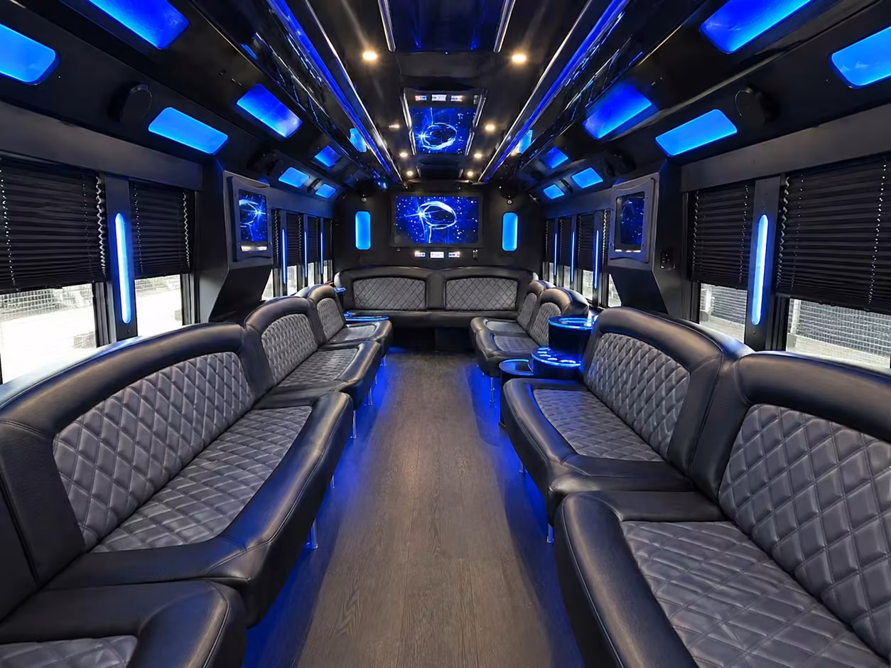 20 passenger party bus inside