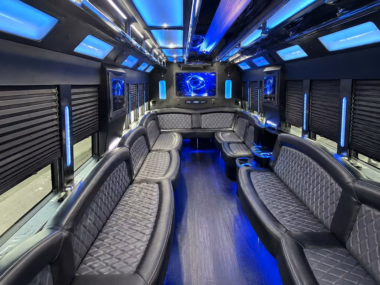 25 passenger party bus inside