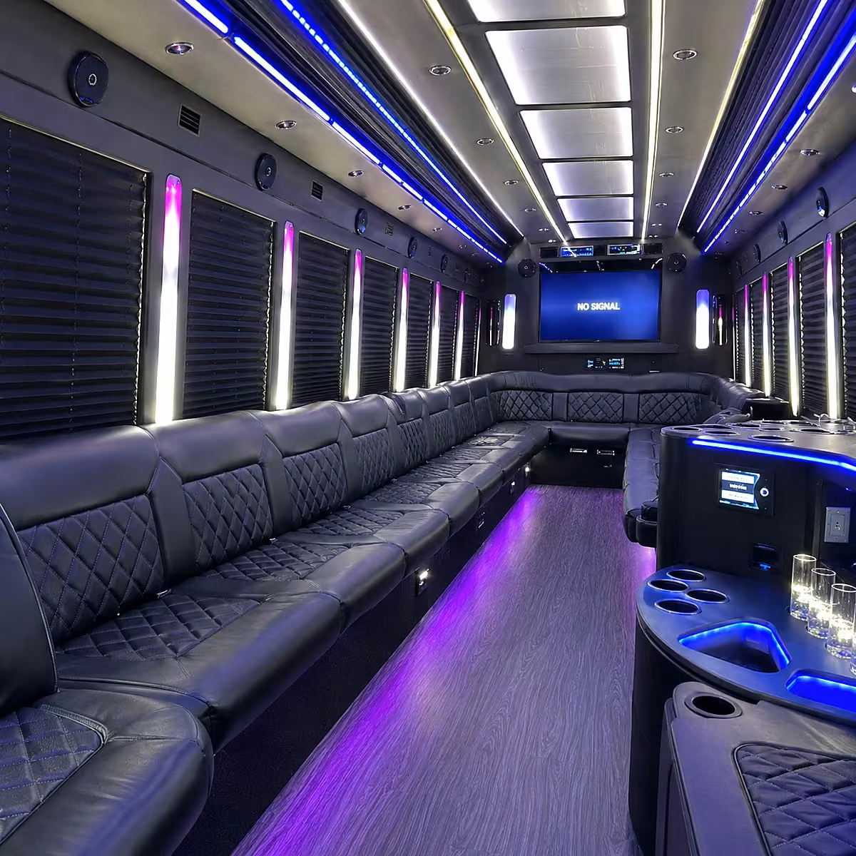 30 passenger party bus inside